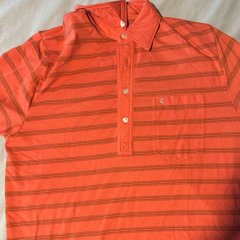 Criquet Men's Coral Striped Polo Shirt